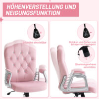 Bürostuhl 120kg höhenverstellbar ergonomisch Rosa – Produktfoto zeigt modernes Design, hochwertige Materialien und funktionale Eigenschaften ideal für Wohn- oder Arbeitsbereiche. Perfekt als Einrichtungsinspiration oder zur Produktpräsentation in einem Onlineshop.