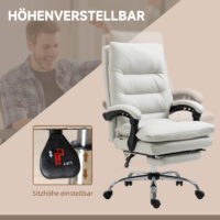 Bürostuhl 135° neigbar Massagefunktion 120kg Cremeweiss – Produktfoto zeigt modernes Design, hochwertige Materialien und funktionale Eigenschaften ideal für Wohn- oder Arbeitsbereiche. Perfekt als Einrichtungsinspiration oder zur Produktpräsentation in einem Onlineshop.