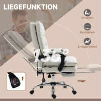 Bürostuhl 135° neigbar Massagefunktion 120kg Cremeweiss – Produktfoto zeigt modernes Design, hochwertige Materialien und funktionale Eigenschaften ideal für Wohn- oder Arbeitsbereiche. Perfekt als Einrichtungsinspiration oder zur Produktpräsentation in einem Onlineshop.