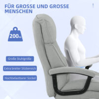 Bürostuhl ergonomisch belastbar gepolstert bis 200kg hellgrau
