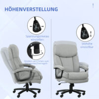 Bürostuhl ergonomisch belastbar gepolstert bis 200kg hellgrau