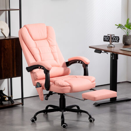 Bürostuhl mit 7-Punkt-Massage & Liegefunktion ergonomisch bis 120kg Rosa – Produktfoto zeigt modernes Design, hochwertige Materialien und funktionale Eigenschaften ideal für Wohn- oder Arbeitsbereiche. Perfekt als Einrichtungsinspiration oder zur Produktpräsentation in einem Onlineshop.