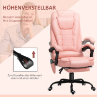 Bürostuhl mit 7-Punkt-Massage & Liegefunktion ergonomisch bis 120kg Rosa – Produktfoto zeigt modernes Design, hochwertige Materialien und funktionale Eigenschaften ideal für Wohn- oder Arbeitsbereiche. Perfekt als Einrichtungsinspiration oder zur Produktpräsentation in einem Onlineshop.