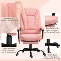 Bürostuhl mit 7-Punkt-Massage & Liegefunktion ergonomisch bis 120kg Rosa – Produktfoto zeigt modernes Design, hochwertige Materialien und funktionale Eigenschaften ideal für Wohn- oder Arbeitsbereiche. Perfekt als Einrichtungsinspiration oder zur Produktpräsentation in einem Onlineshop.