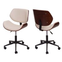 Bürostuhl Bugholz Walnuss-Optik drehbar höhenverstellbar creme