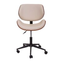 Bürostuhl Bugholz Walnuss-Optik drehbar höhenverstellbar creme