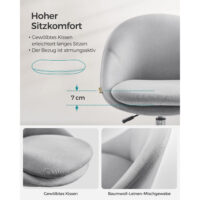 Bürostuhl Chefsessel Retro höhenverstellbar Stoff Grau