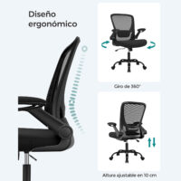 Ergonomischer Bürostuhl 360 Grad drehbar. Ergonomisch geformte Rückenlehne