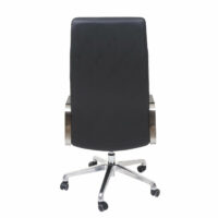 Bürostuhl Drehstuhl Voll-Leder + Kunstleder Schwarz - Edelstahl