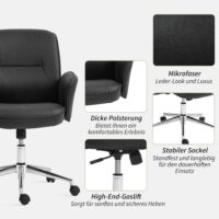 Bürostuhl ergonomisch höhenverstellbar mit Wippfunktion bis 120kg Schwarz – Produktfoto zeigt modernes Design, hochwertige Materialien und funktionale Eigenschaften ideal für Wohn- oder Arbeitsbereiche. Perfekt als Einrichtungsinspiration oder zur Produktpräsentation in einem Onlineshop.