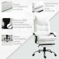 Bürostuhl mit Fussstütze & ultrabequeme Rückenlehne Weiss - Ergonomischer Bürostuhl mit Fussstütze, für maximalen Komfort.