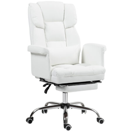 Bürostuhl ergonomisch höhenverstellbar mit Fussstütze weiss