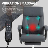Bürostuhl höhenverstellbar Massagefunktion ergonomisch Dunkelgrau – Produktfoto zeigt modernes Design, hochwertige Materialien und funktionale Eigenschaften ideal für Wohn- oder Arbeitsbereiche. Perfekt als Einrichtungsinspiration oder zur Produktpräsentation in einem Onlineshop.