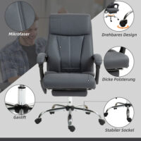 Bürostuhl höhenverstellbar Massagefunktion ergonomisch Dunkelgrau – Produktfoto zeigt modernes Design, hochwertige Materialien und funktionale Eigenschaften ideal für Wohn- oder Arbeitsbereiche. Perfekt als Einrichtungsinspiration oder zur Produktpräsentation in einem Onlineshop.