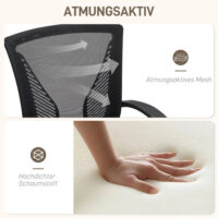 Bürostuhl höhenverstellbar mit Kippfunktion bis 120kg belastbar Schwarz – Produktfoto zeigt modernes Design, hochwertige Materialien und funktionale Eigenschaften ideal für Wohn- oder Arbeitsbereiche. Perfekt als Einrichtungsinspiration oder zur Produktpräsentation in einem Onlineshop.