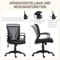Bürostuhl höhenverstellbar mit Kippfunktion bis 120kg belastbar Schwarz – Produktfoto zeigt modernes Design, hochwertige Materialien und funktionale Eigenschaften ideal für Wohn- oder Arbeitsbereiche. Perfekt als Einrichtungsinspiration oder zur Produktpräsentation in einem Onlineshop.