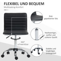 Bürostuhl höhenverstellbar mit Rollen bis 120kg belastbar Schwarz – Produktfoto zeigt modernes Design, hochwertige Materialien und funktionale Eigenschaften ideal für Wohn- oder Arbeitsbereiche. Perfekt als Einrichtungsinspiration oder zur Produktpräsentation in einem Onlineshop.