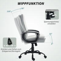 Bürostuhl ergonomisch höhenverstellbar mit Kippfunktion grau