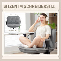 Bürostuhl ergonomisch höhenverstellbar mit klappbaren Armlehnen grau