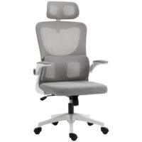Bürostuhl ergonomisch höhenverstellbar mit Kopfstütze grau