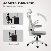 Bürostuhl ergonomisch höhenverstellbar mit Kopfstütze grau
