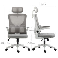 Bürostuhl ergonomisch höhenverstellbar mit Kopfstütze grau