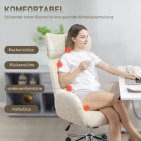 Bürostuhl ergonomisch höhenverstellbar mit Kopfstütze grau weiss
