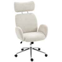 Bürostuhl ergonomisch höhenverstellbar mit Kopfstütze grau weiss