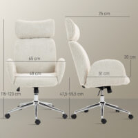 Bürostuhl ergonomisch höhenverstellbar mit Kopfstütze grau weiss