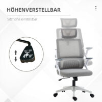 Bürostuhl höhenverstellbar mit Kopfstütze schwarz