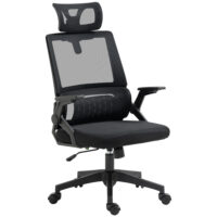 Bürostuhl ergonomisch höhenverstellbar mit Kopfstütze schwarz