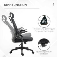 Bürostuhl ergonomisch höhenverstellbar mit Kopfstütze schwarz