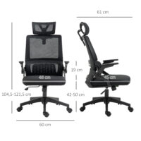 Bürostuhl ergonomisch höhenverstellbar mit Kopfstütze schwarz
