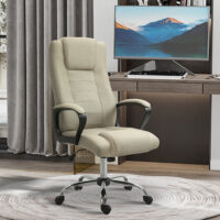 Bürostuhl höhenverstellbar mit Wippfunktion Leinenoptik beige