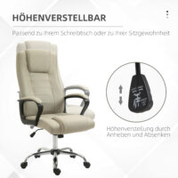 Bürostuhl höhenverstellbar mit Wippfunktion Leinenoptik beige