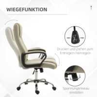 Bürostuhl höhenverstellbar mit Wippfunktion Leinenoptik beige