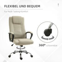Bürostuhl höhenverstellbar mit Wippfunktion Leinenoptik beige