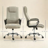 Bürostuhl höhenverstellbar mit Wippfunktion Leinenoptik beige