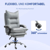 Bürostuhl Liegefunktion ergonomisch mit Fussstütze Hellgrau – Produktfoto zeigt modernes Design, hochwertige Materialien und funktionale Eigenschaften ideal für Wohn- oder Arbeitsbereiche. Perfekt als Einrichtungsinspiration oder zur Produktpräsentation in einem Onlineshop.