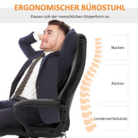 Bürostuhl ergonomisch höhenverstellbar mit Massage schwarz