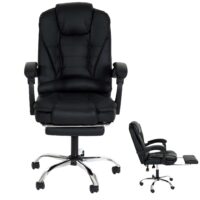 Ergonomischer Bürostuhl mit Fußstütze aus Kunstleder schwarz