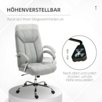 Bürostuhl mit Kopfstütze & Wippfunktion höhenverstellbar Hellgrau – Produktfoto zeigt modernes Design, hochwertige Materialien und funktionale Eigenschaften ideal für Wohn- oder Arbeitsbereiche. Perfekt als Einrichtungsinspiration oder zur Produktpräsentation in einem Onlineshop.