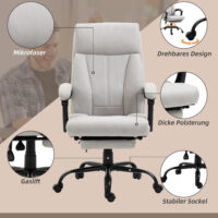 Bürostuhl mit Massagefunktion & Fussstütze Hellgrau – Produktfoto zeigt modernes Design, hochwertige Materialien und funktionale Eigenschaften ideal für Wohn- oder Arbeitsbereiche. Perfekt als Einrichtungsinspiration oder zur Produktpräsentation in einem Onlineshop.