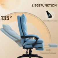 Bürostuhl mit Massagefunktion höhenverstellbar mit Fussstütze & Timer Blau – Produktfoto zeigt modernes Design, hochwertige Materialien und funktionale Eigenschaften ideal für Wohn- oder Arbeitsbereiche. Perfekt als Einrichtungsinspiration oder zur Produktpräsentation in einem Onlineshop.