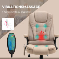 Bürostuhl mit Vibrationsmassage Heiz- & Liegefunktion ergonomisch Braun – Produktfoto zeigt modernes Design, hochwertige Materialien und funktionale Eigenschaften ideal für Wohn- oder Arbeitsbereiche. Perfekt als Einrichtungsinspiration oder zur Produktpräsentation in einem Onlineshop.