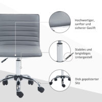 Bürostuhl ohne Armlehnen höhenverstellbar Büro Hellgrau – Produktfoto zeigt modernes Design, hochwertige Materialien und funktionale Eigenschaften ideal für Wohn- oder Arbeitsbereiche. Perfekt als Einrichtungsinspiration oder zur Produktpräsentation in einem Onlineshop.