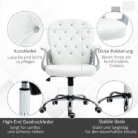 Bürostuhl ergonomisch mit Armlehne und Polster weiss