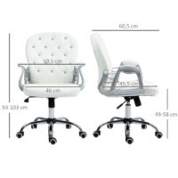 Bürostuhl ergonomisch mit Armlehne und Polster weiss