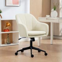 Bürostuhl Schminkstuhl mit Stoffbezug für Schlafzimmer beige