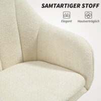 Bürostuhl Schminkstuhl mit Stoffbezug für Schlafzimmer beige